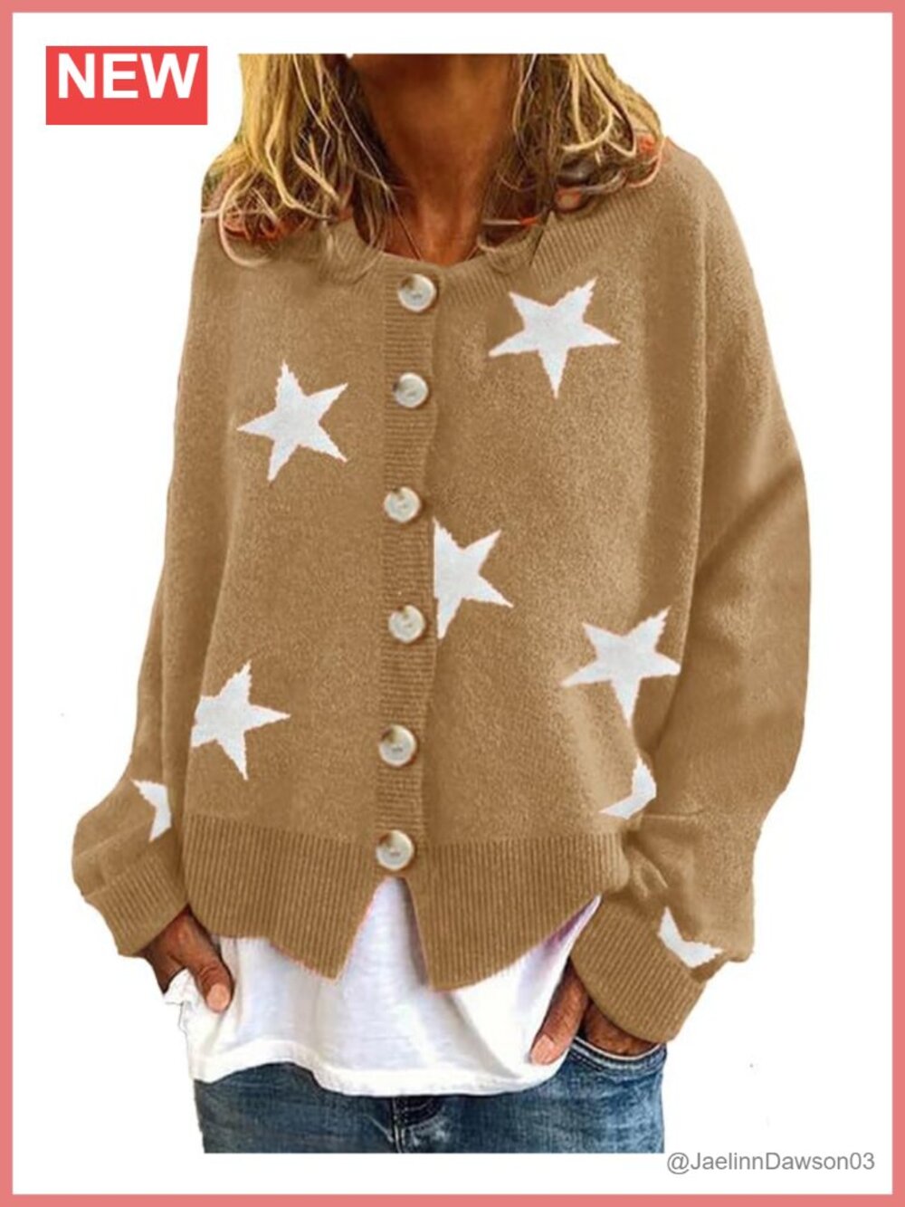 Women's Star Cardigan Sweater Button Down Y2k 90s Knitted Coat